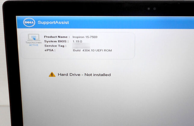 Hard drive not installed что делать dell ноутбук