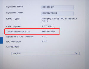 dynabook P3-T7KS-BW メモリー16G認識
