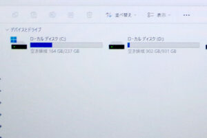 富士通 AH77/C2 SSD交換後空き容量